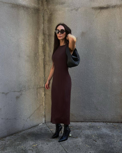 SIENNA OLIVE KNIT MIDI DRESS